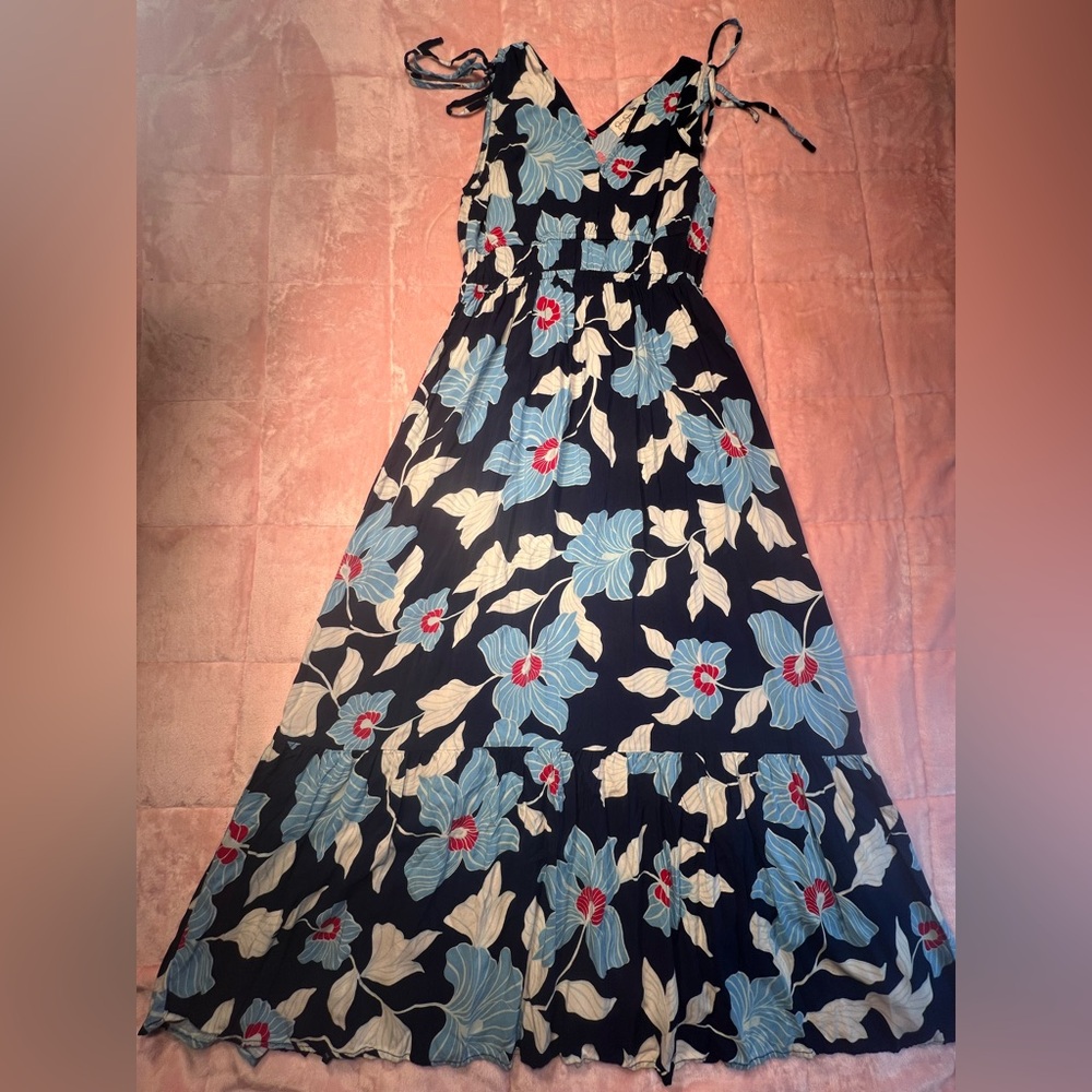 Jessica Simpson Blue and Red Floral Maxi Dress